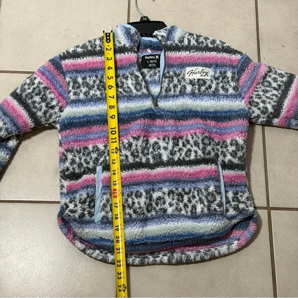 Hurley Girl Kids Multicolor Fleece Pullover Aztec‎ Print Sweater size L
